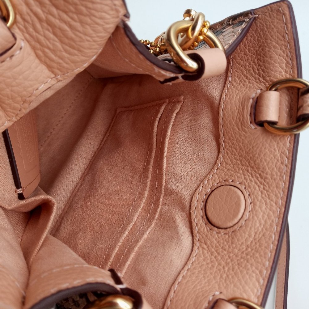 NWT Coach Pink Shell Pepper Leather Crossbody Satchel Bag Snake Embossed C6779 - Picture 4 of 16